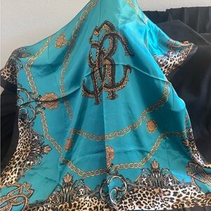 Elegant Teal and Gold Scarf